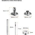 thumbnail image 2 of 200 Sets Leather Rivets 8 x 8mm Metal Double Cap Rivet Snaps Studs Fasteners with 3pcs Setting Tools Rivets for Leather Craft DIY Repair Decoration, Silver Tone, 2 of 7