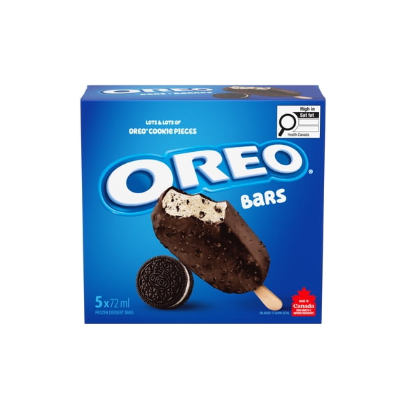 CHRISTIE OREO Bars, Vanilla Frozen Dessert with OREO Cookie Chunks and a Chocolatey Coating, 360 ml