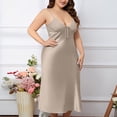 thumbnail image 4 of Timegard Nuisettes Sans Manches pour Femmes Col en V Profond Bretelles Ajustables Chemise de Nuit Fente Latérale Longue Robe, 4 of 7