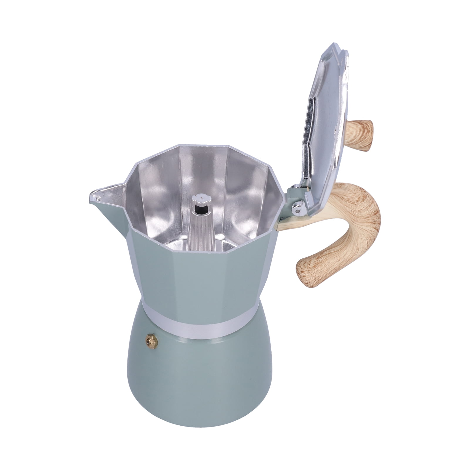 Stovetop Moka Pot, Comfortable Grip Coffee Maker Ergonomic Handle Design  For Office For Home Cyan Blue