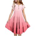 thumbnail image 2 of Tranfacy Robes d'Été pour Ados, Robes pour Filles Taille 10-12, Robe d'Été pour Filles 6-15 Mode Robe à Dégradé de Couleurs avec Poches Manches Courtes Col Rond Robe Trapèze, 2 of 5