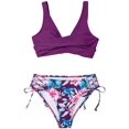 thumbnail image 1 of Women's Bikini Swimsuit Front Cross Lace Up Two Piece Bathing Suit, 1 of 3