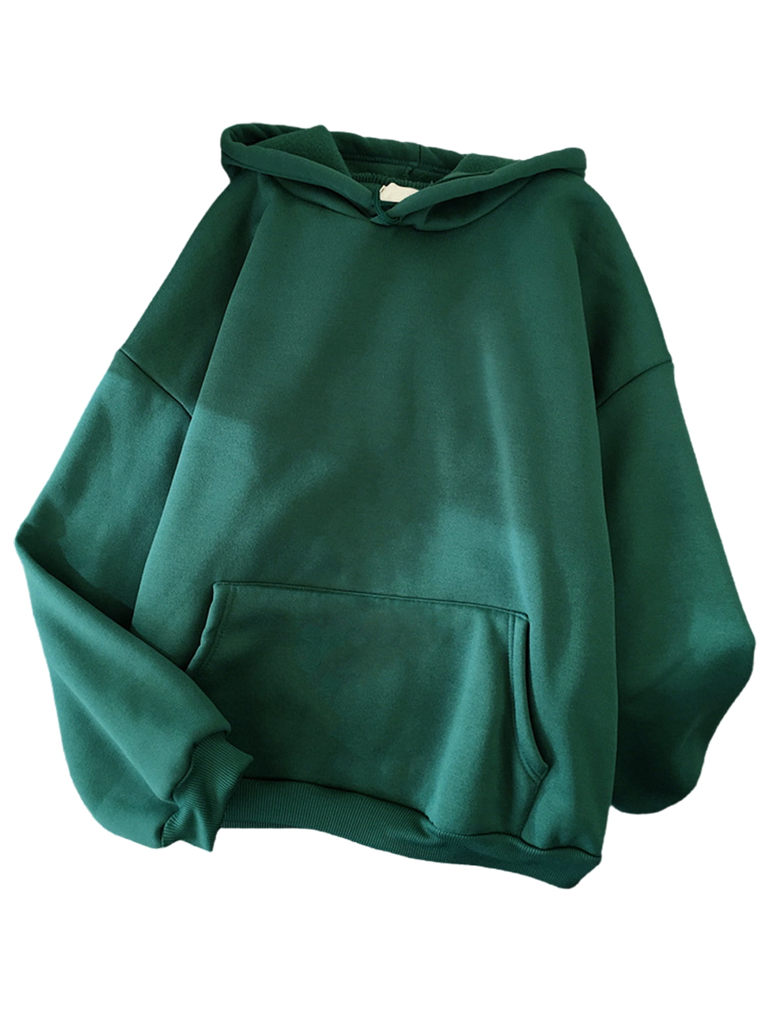 Innerwin Chandails à Capuche en Molleton pour Femmes, Chandail Sport Uni, Coupe Ample, Hauts à Capuche Vert Foncé 2TG
