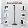 thumbnail image 2 of Pyle Microphone Stand, Mic Stand Height Adjustable, Very Sturdy Universal Microphone Mount with Heavy Compact Base, Lightweight & Compact Mic Stand Style, Metal Stand Base (2.8’ - 5’ ft.), 2 of 5