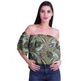 thumbnail image 2 of Moomaya Haut Court Imprimé pour Femmes à Épaules Dénudées, Manches à Volants, Vêtement d'Été, Blouse Bohème, 2 of 5