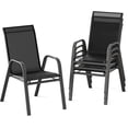 thumbnail image 1 of Patio Chairs Set of 4, Outdoor Stackable Dining Chairs with Textilene Fabric, All-Weather Deck Stacking Chairs with High Back for Backyard Poolside Garden Balcony, Black, 1 of 8