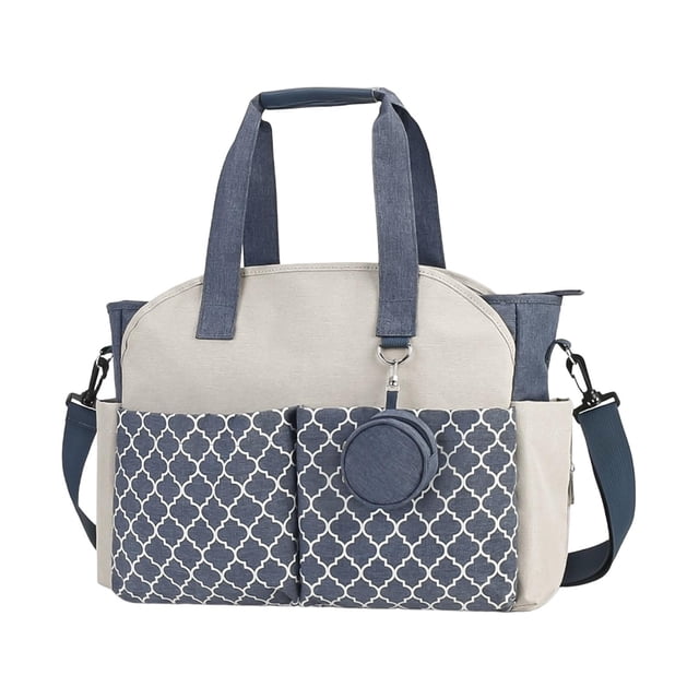 HILABEE Diaper Bag Tote Multi Outer Pockets Lightweight Waterproof Baby Changing Bag Blue White