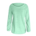 thumbnail image 3 of T-shirts à Col Rond à Manches Longues pour Femmes, Mode d'Automne, Hauts Western Tendance pour Dames, Tunique Ample, Hauts Grande Taille, Chandails Unis, Vert m, 3 of 4