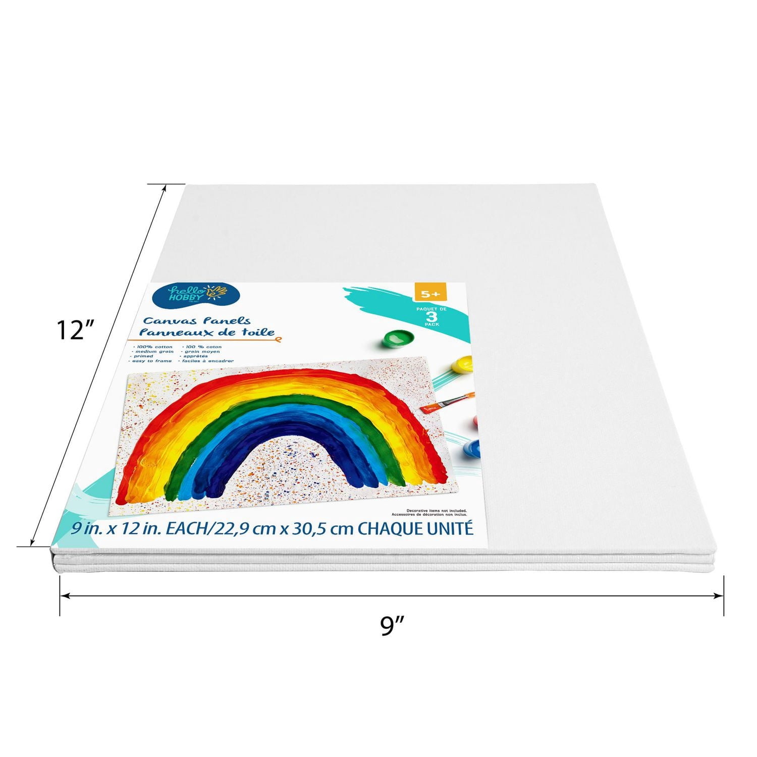 HELLO HOBBY CANVAS PANELS 3 PACK 9 in. x 12 EACH