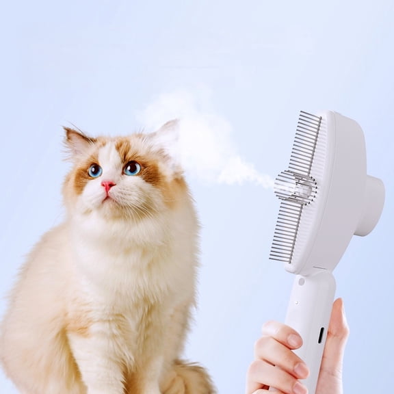 Brosse de Toilettage pour Animaux avec Vaporisateur Démêlant aux Ions Négatifs et Lumière DEL pour Perte de Fibres et Élimination des Puces