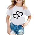 thumbnail image 1 of PMVFHDE T-Shirts Fille T-Shirt Enfant Filles Mignon Graphique Col Rond Manches Courtes Tee Été Décontracté T-Shirt Blanc, 3-4 Ans, 1 of 5