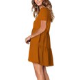 thumbnail image 2 of Fridja Robe Ample Décontractée pour Femmes, Couleur Unie, Col en V, Manches Courtes, Coupe Évasée, 2 of 6