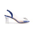 thumbnail image 3 of BLISSFUL STEP Women's Shoes Clear Slingback Rhinestone Peep Toe Block Heel Sandals Blue 8.5, 3 of 7