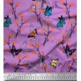 thumbnail image 1 of Soimoi Purple Rayon Fabric Flower & Butterfly Print Fabric by Yard 42 Inch Wide, 1 of 5