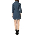 thumbnail image 3 of INSPIRE CHIC Robe en Denim pour Femme Manches 3/4 Boutonnée Mini Robe Chemise en Jean m Bleu Moyen, 3 of 6