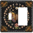 thumbnail image 1 of Nadoabtm Outlet Covers Boho Mushroom Butterfly Moon Floral Abstract Black 1 Toggle 1 Rocker Combination Decorative Wall Plate Light Switch Cover Plate Electrical Switch Plates for Bedroom Cabin Decor, 1 of 8