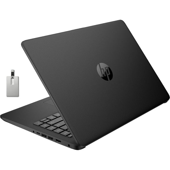 HP Stream 14" HD Laptop, Intel Celeron N4120, 8GB RAM, 128GB eMMC, Intel UHD Graphics, Webcam, 1 Year Office 365, Black, Win 11 S, 128GB Hotface USB Card