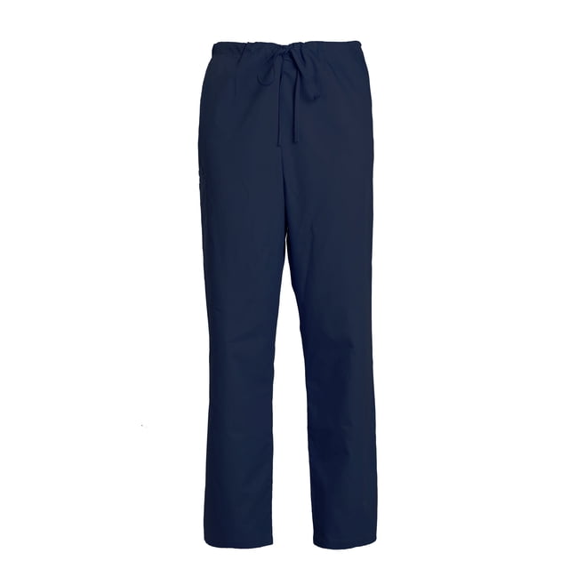 Women's Nursing Uniform Pants Drawstring Cargo Pants by TAILOR'S in a solid navy color. These scrub pants feature a drawstring waist, two front pockets, two side cargo pockets on the right, and one back pocket. Designed for comfort and utility, they are machine washable.