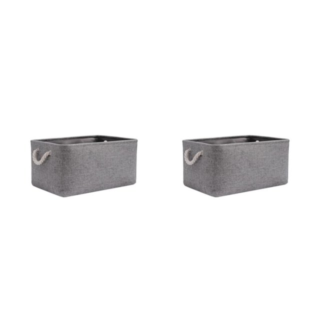 relayinert Contenant de Rangement pour l'Organisation et Poignée en Corde Robuste Boîte de Rangement Pliable Gris 36*26*16 2Ensemble