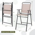 thumbnail image 3 of Costway 2PCS Patio Folding Bar-height Chairs with Armrests Quick-drying Seat Beige Backyard, 3 of 9