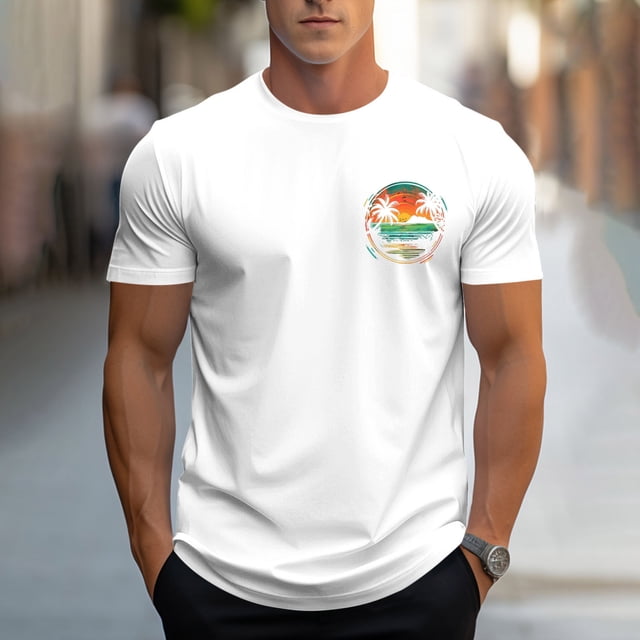 Styesk T-Shirts pour Homme Mode Décontractée Hommes T-shirt de Sport Imprimé Manches Courtes Col Rond Chemisiers Chemises