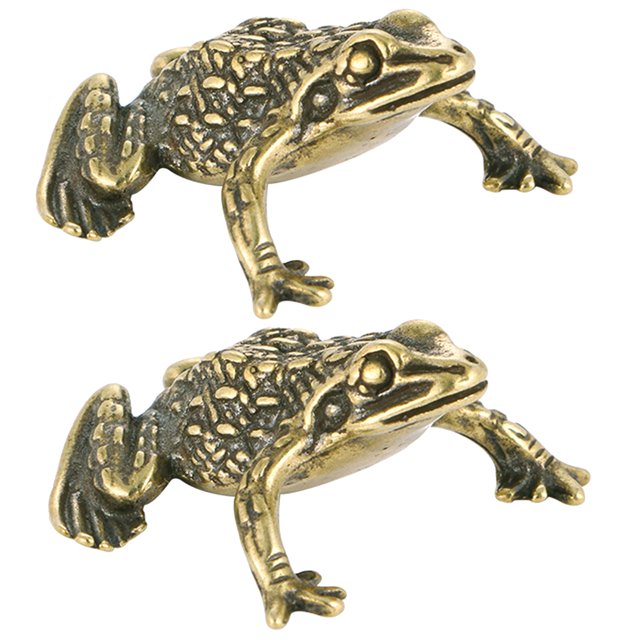 Retro Brass Frogs Statue Brass Craft Figurine Golden Brass Toad Figurine Statue