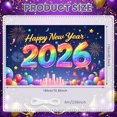 thumbnail image 2 of Colorful Fireworks 2026 New Year Banner Shiny Stars Happy New Year Display Champagne Glass Design Party Balloons 2026 Celebration Backdrop for New Year Party 2026 Celebration New Year Eve Event, 2 of 5