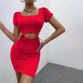 thumbnail image 1 of Gspmoly Robe pour Femmes, Robe d'Été Mode pour Femmes à Manches Courtes, Aguichant, de Soirée, à Bandage, de Couleur Unie, Robes d'Été pour Femmes jusqu'à 60 % de Rabais, 1 of 8