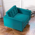 thumbnail image 3 of Harriet Mid-Century Modern Pillow Back Velvet Armchair in Turquoise, 3 of 6