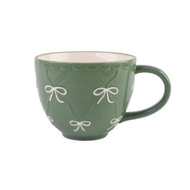 Holiday Time Maison De Noel Collection 15 Oz Stoneware Mug - Bow Mugs Green