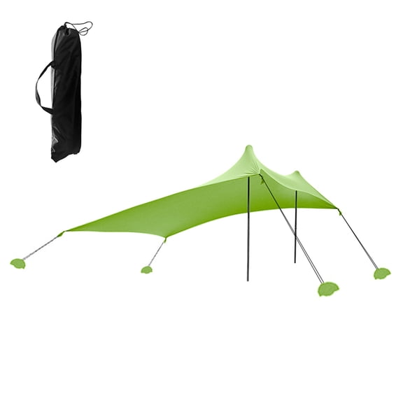 Graflsoa Portable Beach Sunshade with Adjustable Shade Angle, 210x170cm, Green, Spandex Fabric, Easy Setup & Carry, Includes Sandbags & Support Rods