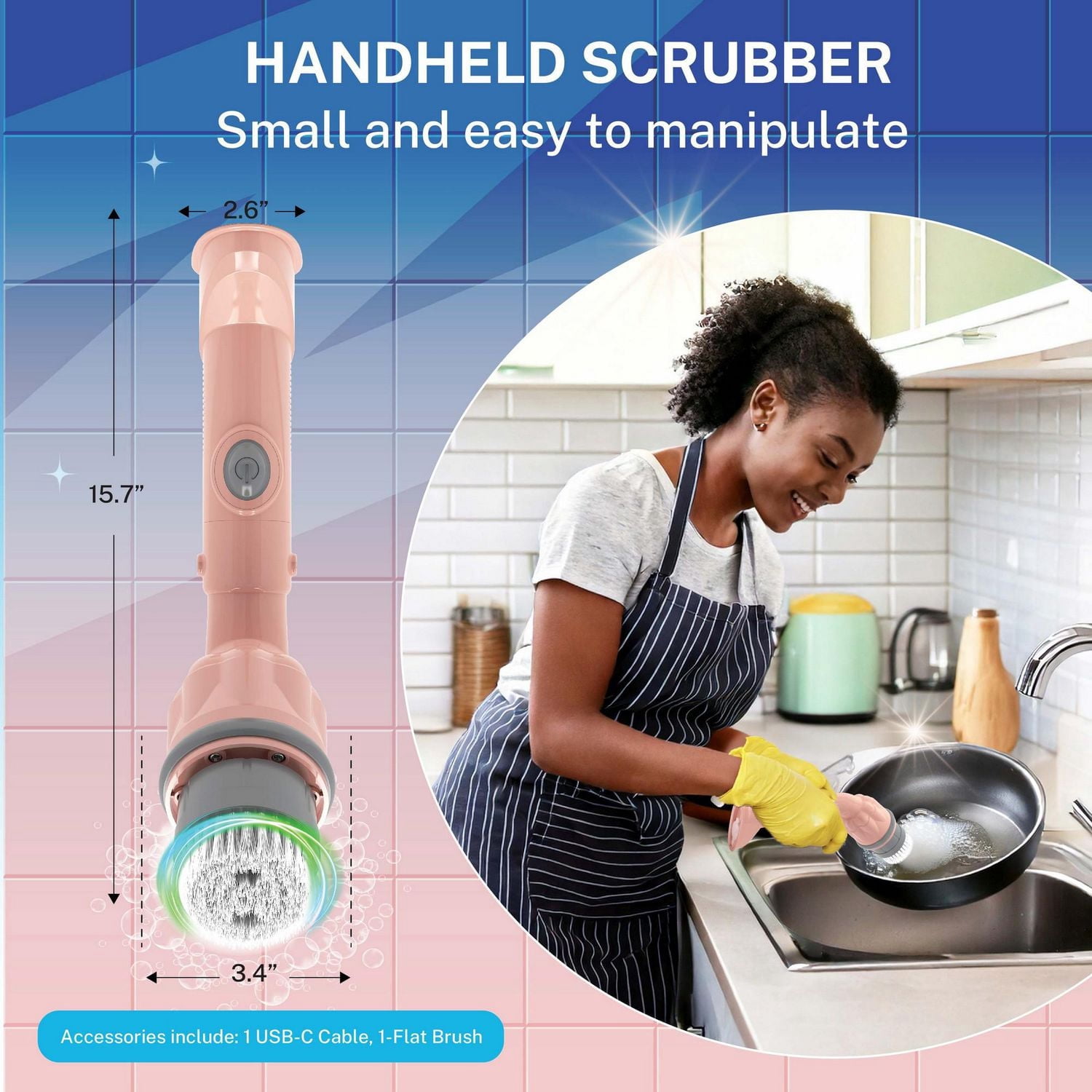 Bell + Howell Scrubtastic Express Brosse Électrique Rechargeable – Nettoyeur Sans Fil Salle de Bain