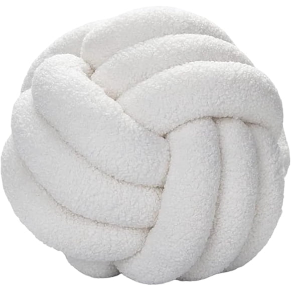 Decorative Knot Accent Cushion (Ivory Boucle, 25 CM)