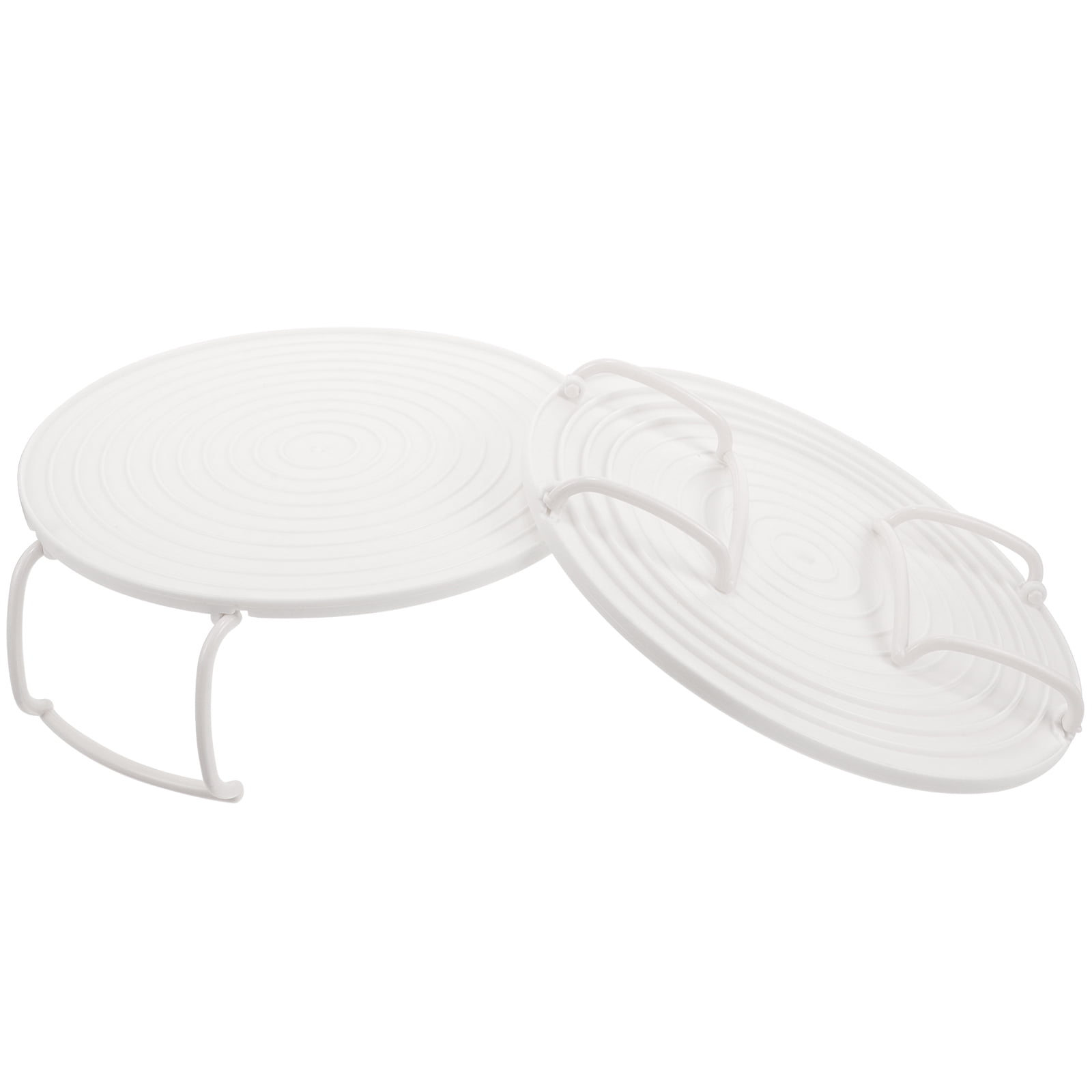 Hytrove 2Pcs Circular Microwave Oven Rack White ABS Layered Design Kitchen Accessory