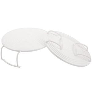 Hytrove 2Pcs Circular Microwave Oven Rack White ABS Layered Design Kitchen Accessory