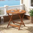 thumbnail image 4 of Gymax 35.5'' Solid Wood Patio Dining Table w/1.97'' Umbrella Hole Slatted Tabletop, 4 of 10
