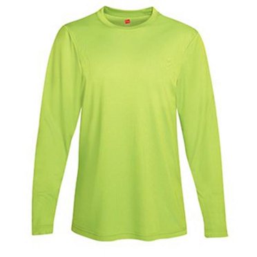 Hanes 482L Adult Cool DRI Long Sleeve Performance Tee, Safety Green - Extra Large