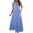 thumbnail image 1 of AherBiu Robes d'Été pour Femmes Sans Manches à Col en V Plongeant, Robes Maxi Fluides, Plage Bohème, Vacances, Longue Robe, 1 of 7