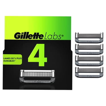 Cartouches de rechange Gillette Labs, 4 cartouches de rasoir, cartouches de rechange pour hommes compatibles avec le rasoir Gillette Labs avec barre exfoliante et avec le rasoir chauffant