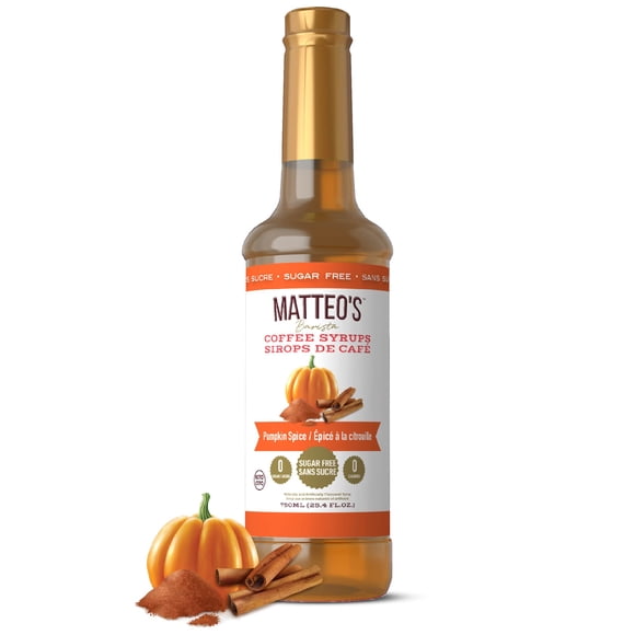 Matteo's Sirop Aromatisant pour Café Sans Sucre, Épicé à la Citrouille