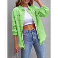 thumbnail image 1 of SEARIPE Women‘s Casual Denim Jacket Frayed Hem Ripped Long Sleeve Jean Jacket With Pockets Pink M, 1 of 5