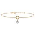 thumbnail image 3 of 14k Two Tone Gold Circle Heart 9 Inch Plus 1 Anklet Ankle Bracelet Love Puffed, 3 of 11