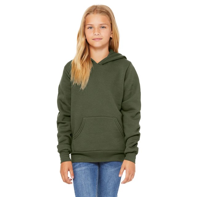 Bella Canvas Chandail à Capuchon en Molleton Éponge pour Jeunes, S, Vert Militaire