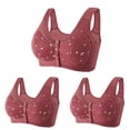 thumbnail image 2 of AherBiu 3PCS Plus Size Bras for Women Full Coverage Button Front Closure Push up No Underwire Bralettes Everyday Comfort Bras, 2 of 8