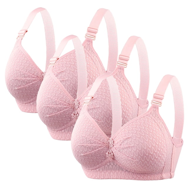 Timegard Bras for Women No Underwire 3pc Adjustable Strap Full Support Ruched Comfy Everyday Bras