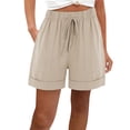 thumbnail image 1 of Timegard Wide Leg Shorts for Women Cotton Linen Elastic High Waisted Drawstring Loose Shorts with Pockets, 1 of 7