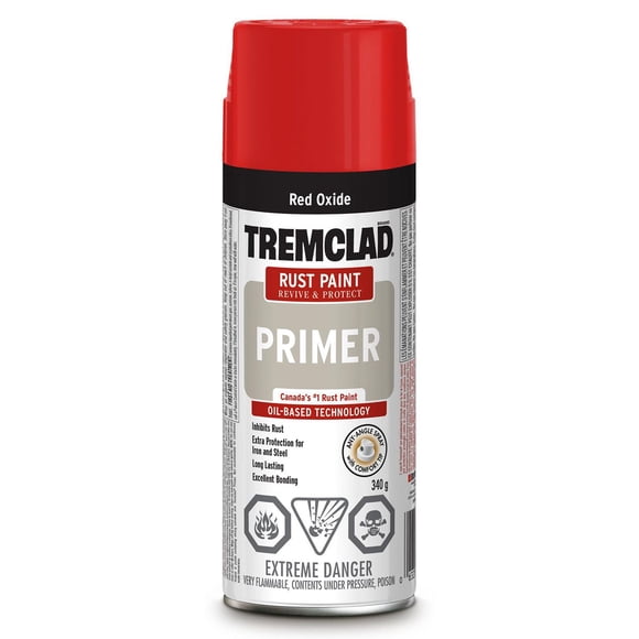 Tremclad Interior/Exterior Oil Based Rust Protection Primer Spray Paint in Red Oxide, 340g