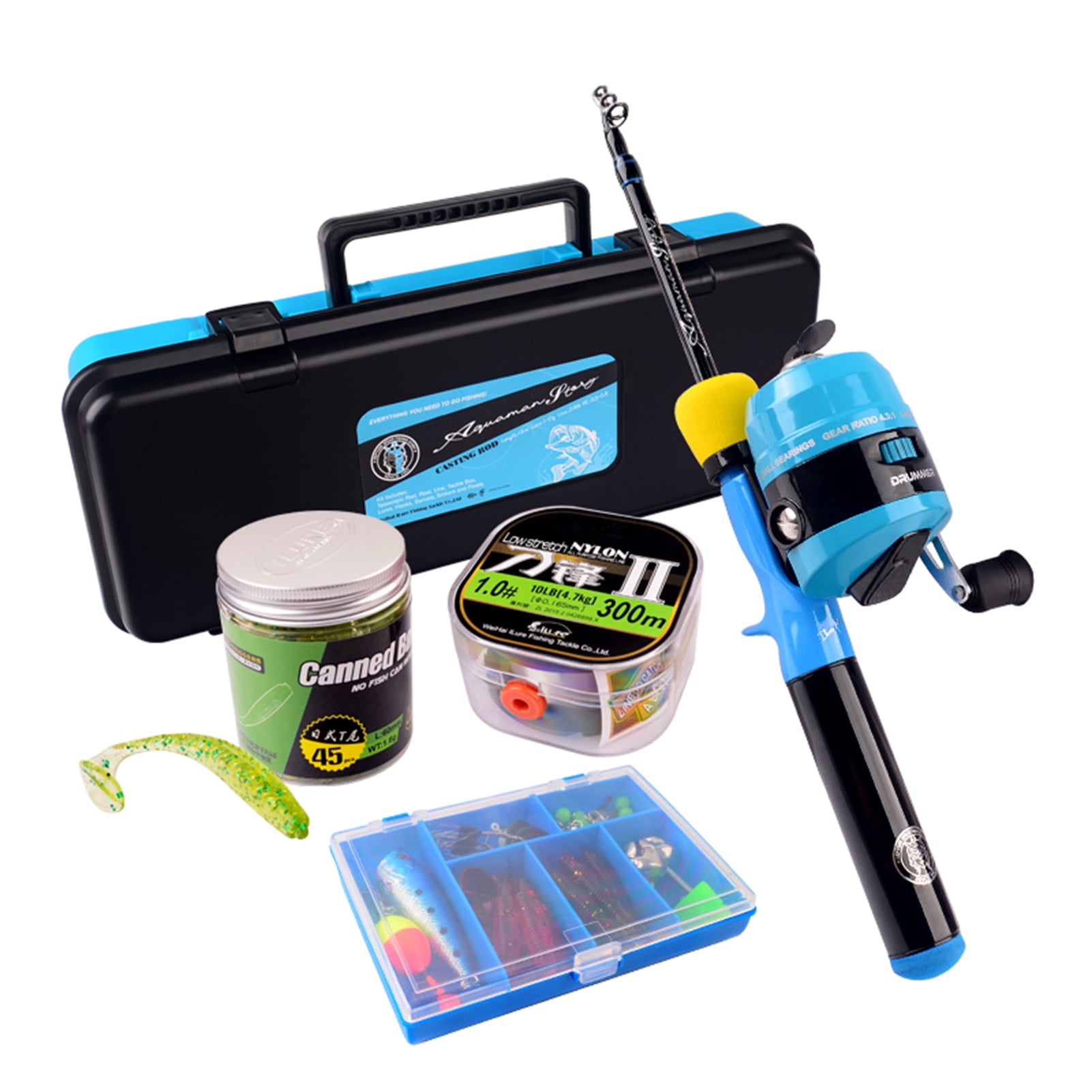 Amdohai Children Fishing Pole Ultralight Fishing Rod Ultralight+Fishing Reel+Fishing Lures Fishing Tackle Box