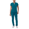 thumbnail image 1 of Adar Addition Go-Higher Scrub Set For Women - Notched V-Neck Scrub Top & Skinny Cargo Scrub Pants, 1 of 7