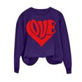 thumbnail image 4 of Penkiiy Chandail en Molleton Imprimé Cœur pour Femmes Manches Longues Col Rond Décontracté Ample Vintage Amour Graphique Chandail TG Violet, 4 of 4